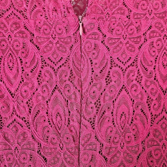 Noctflow Red Lace Long Sleeve Dress High Neck Size Large Holiday Sheath Dress - Picture 11 of 11